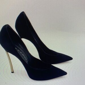 J. Crew Black Heels with Gold Accents